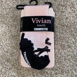 NWT - Trumpette size 6-12 month pink sparkly tights with “shoes”